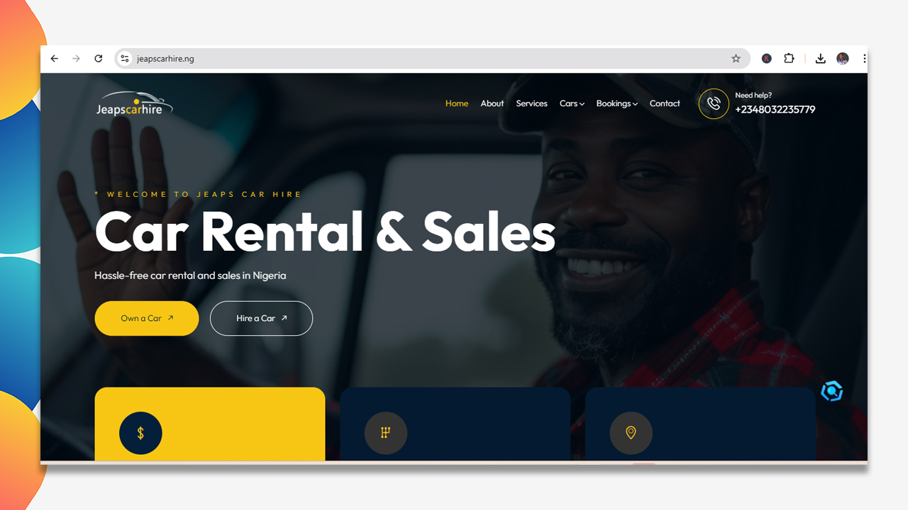 Jeaps Car Hire Website  | Victor Osaronwafor Olvios